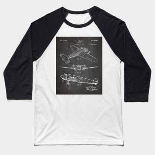 Lockheed Airplane Patent - Electra Air Plane Art - Black Chalkboard Baseball T-Shirt